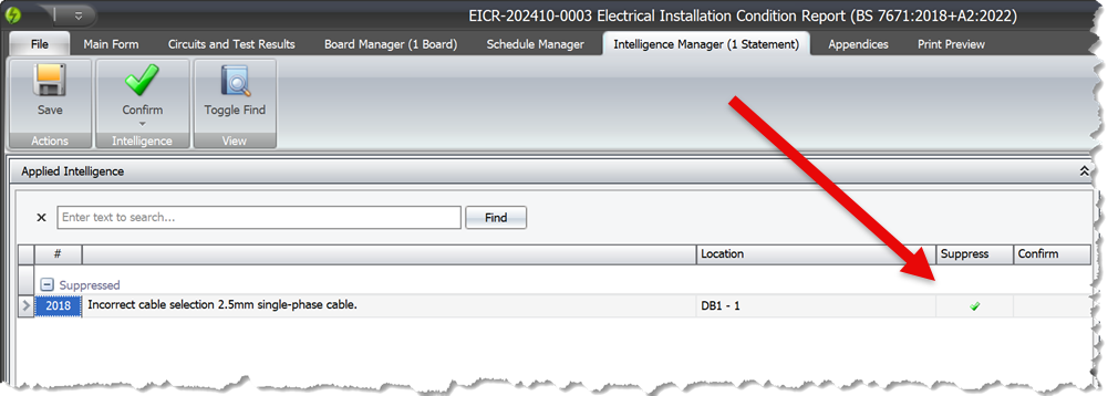 Suppressed intelligence in Pirform Intelligence Manager